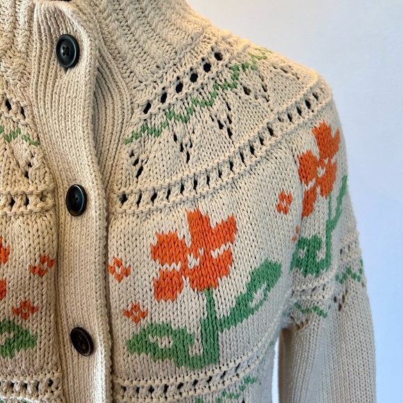 LL bean signature cotton Knit Cardigan fisherman’s sweater - Picture 2 of 13
